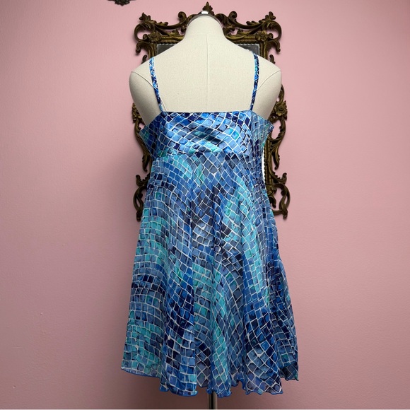 Vintage 1990s Victorias Secret Pink Heart Mosaic Reptile Blue Slip Nightie Large - Picture 4 of 11